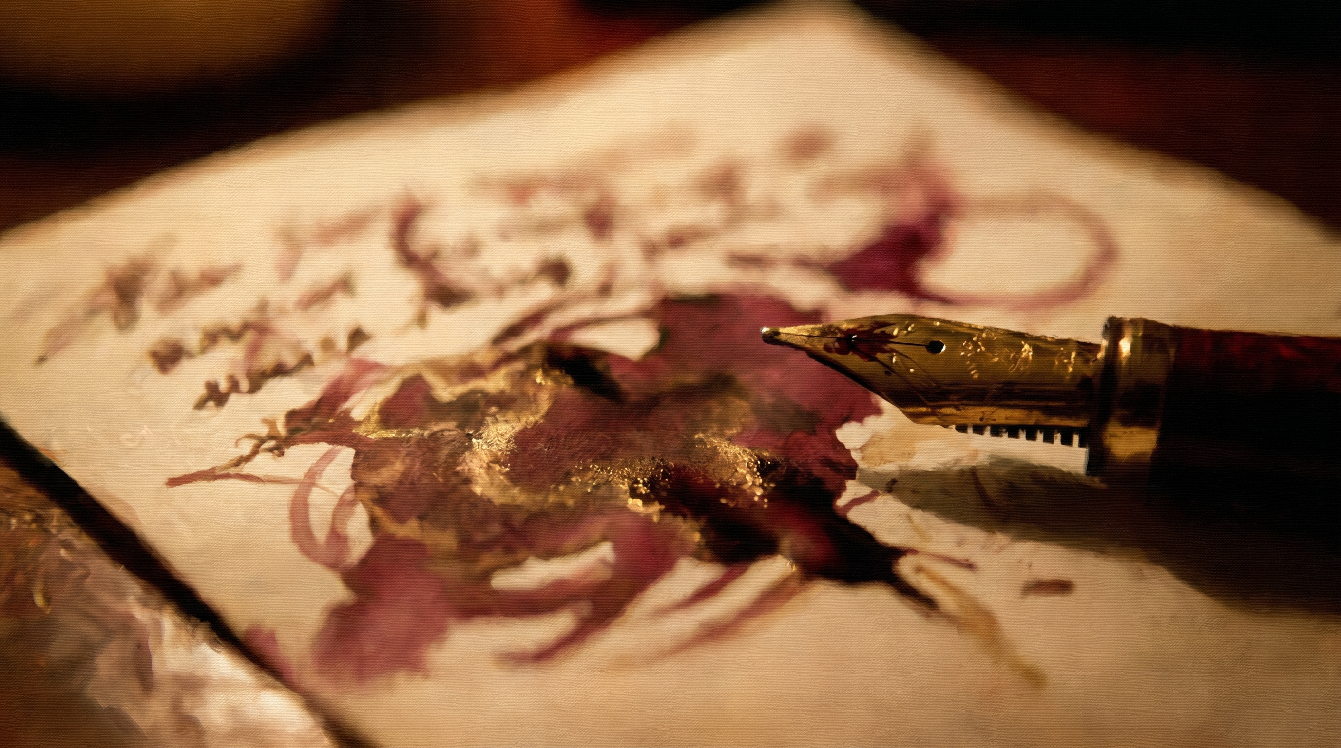 A fountain pen and sepia ink over elegant French cursive